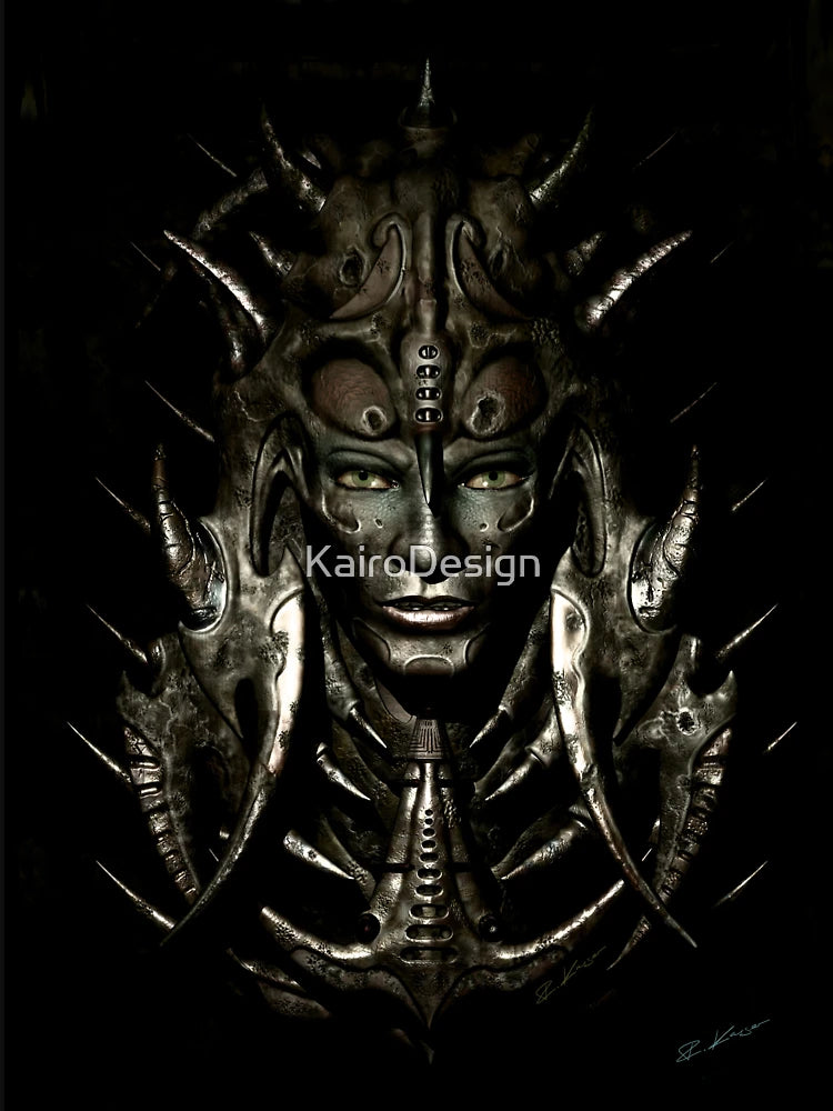 Fantasy Face -Biomechanic 3D Illustration - Dark Version