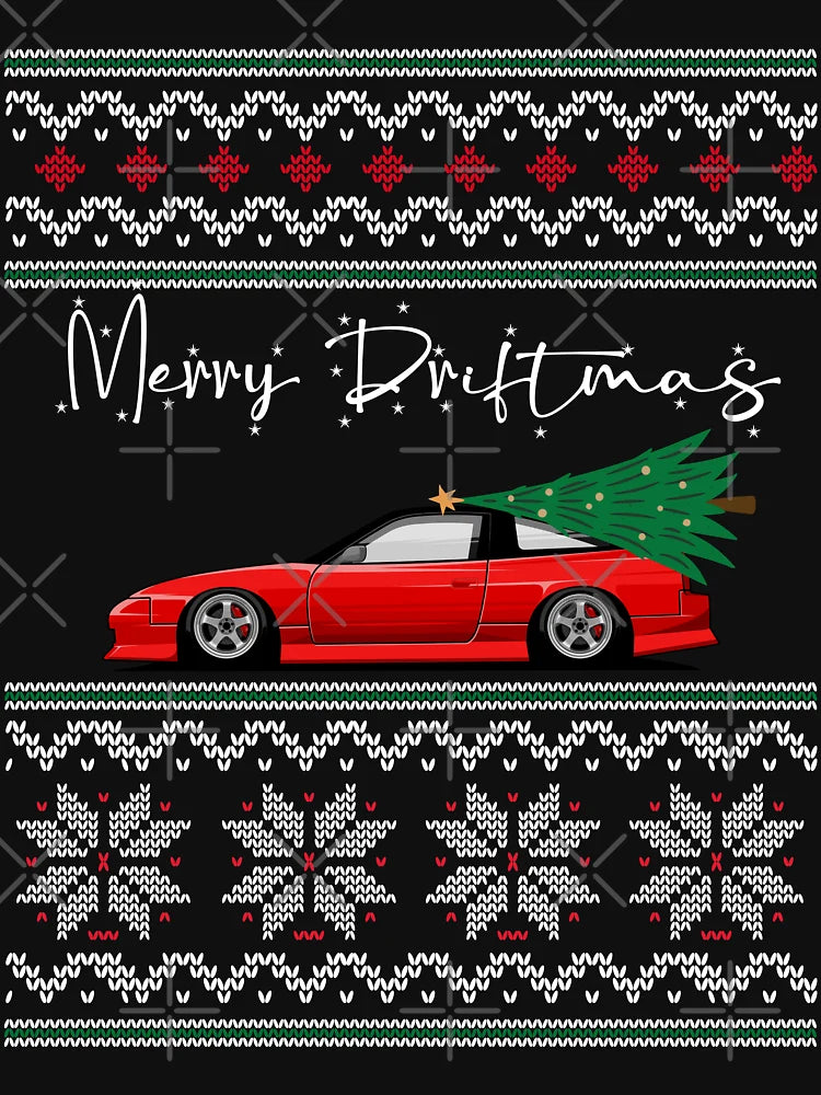 240SX Ugly Christmas Sweatshirt | Merry Driftmas, JDM, Gift for Car Guy, Lover, Enthusiast, Boyfriend, Xmas Tree, Rocking around the Christmas Tree