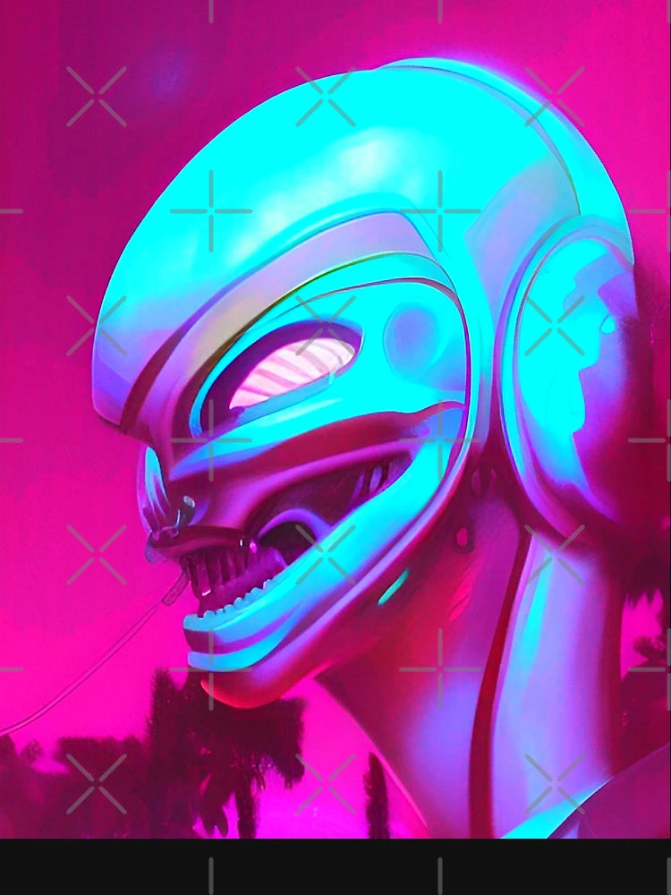 3D alien art. Coloful synthwave style neon