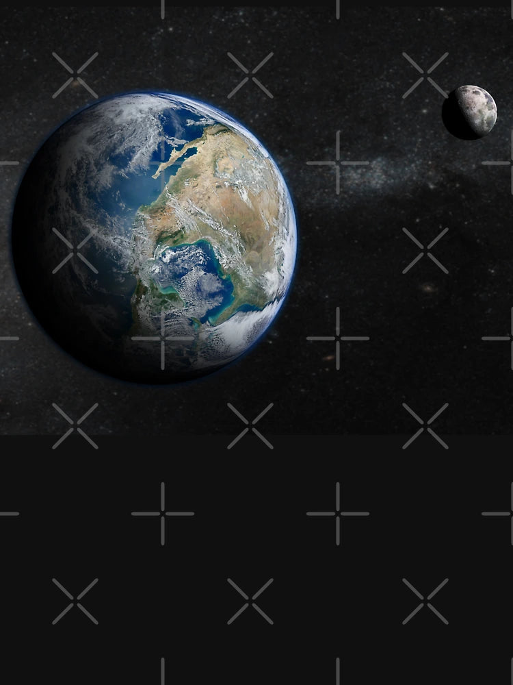 Earth from space with beautiful moon