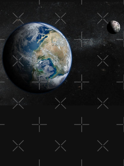 Earth from space with beautiful moon