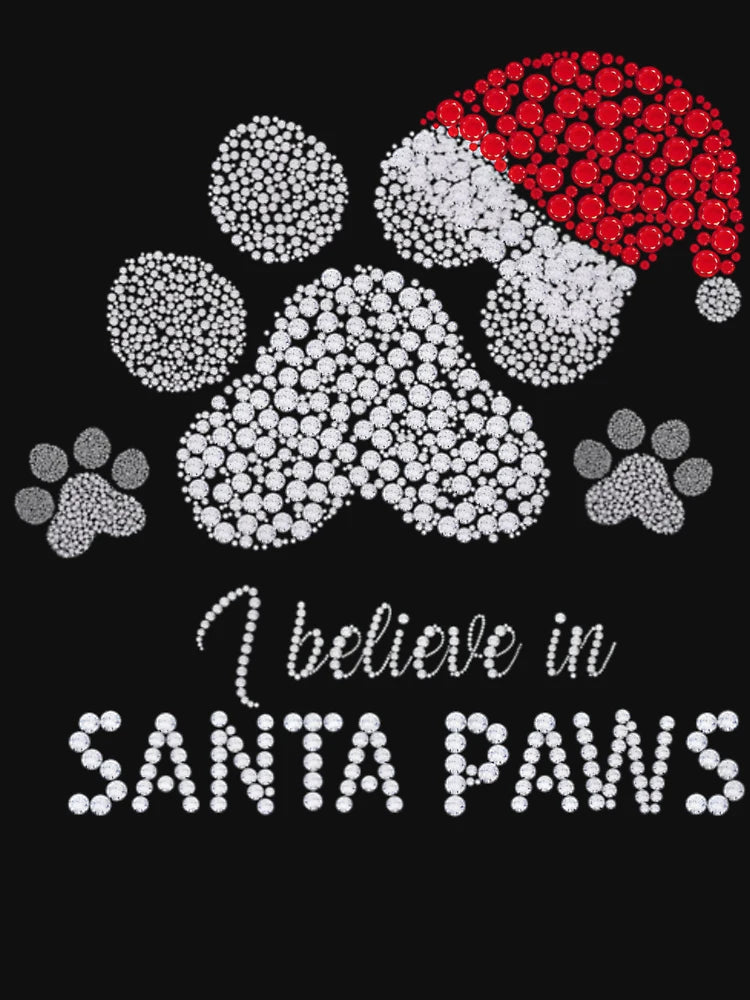 Dog Paw Santa Hat Christmas I Believe In Santa Paws