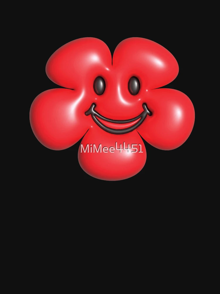 3d red flower smile face.