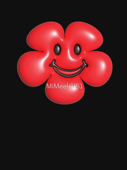 3d red flower smile face.