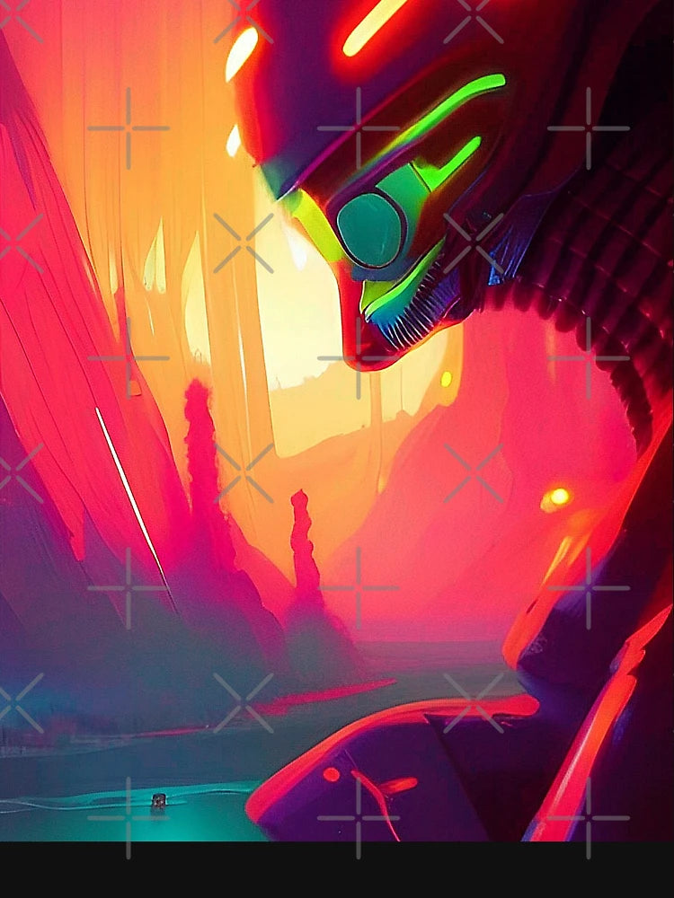 Alien 3D neon space synthwave art