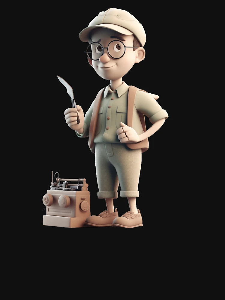 3D character in Notion style, with a vintage look