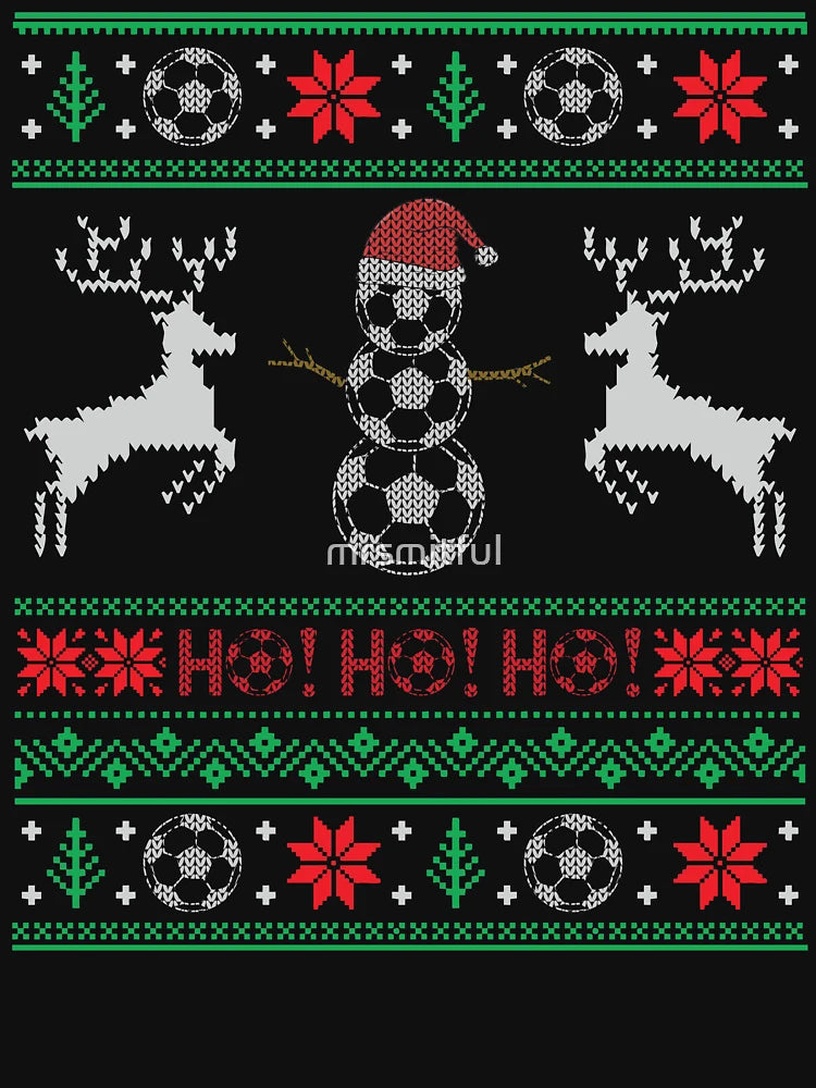 Funny Christmas Soccer Snowman Ugly Christmas Xmas