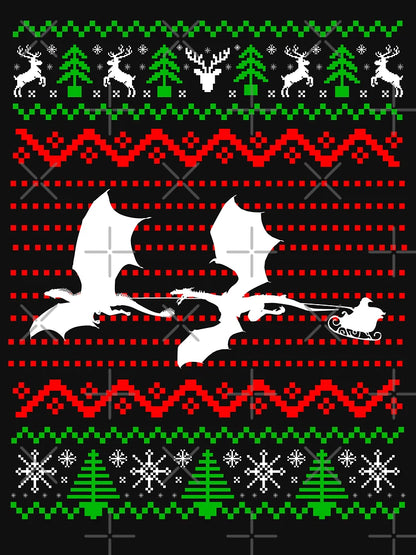 Dragons Pulling Santa's Sleigh, Christmas Dragon Pattern