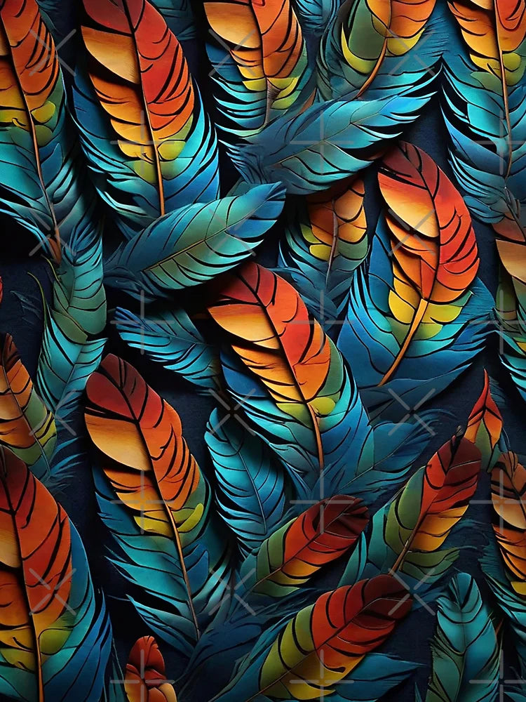 3d feathers multicolored Pattern street wear girl fashion