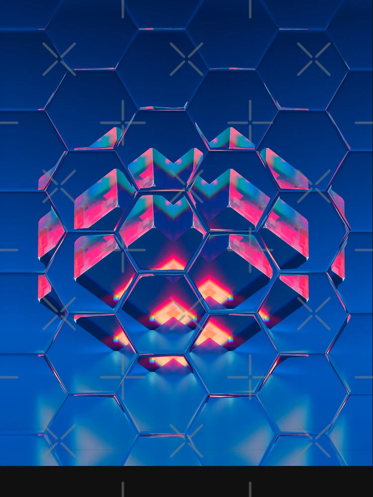 3D Visual Art. Honeycomb neon abstract