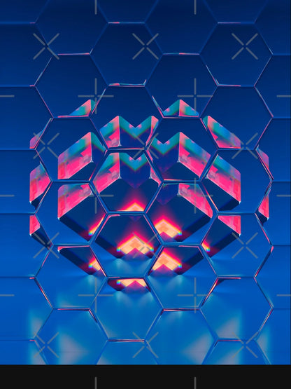 3D Visual Art. Honeycomb neon abstract