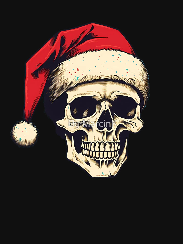 A skull with Santa Claus’s hat