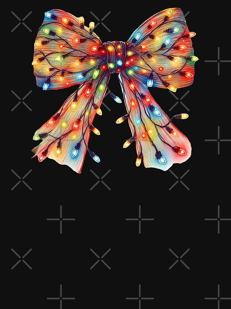 Festive Christmas Bow with Colorful Holiday Lights