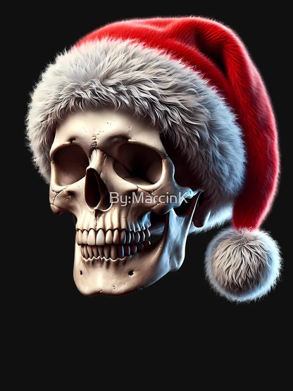 A skull with Santa Claus’s hat