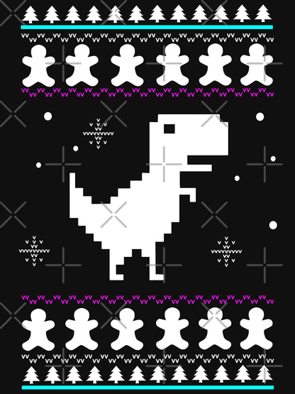 8-Bit Dinosaur Christmas Jumper, Dino Xmas Ugly Sweater
