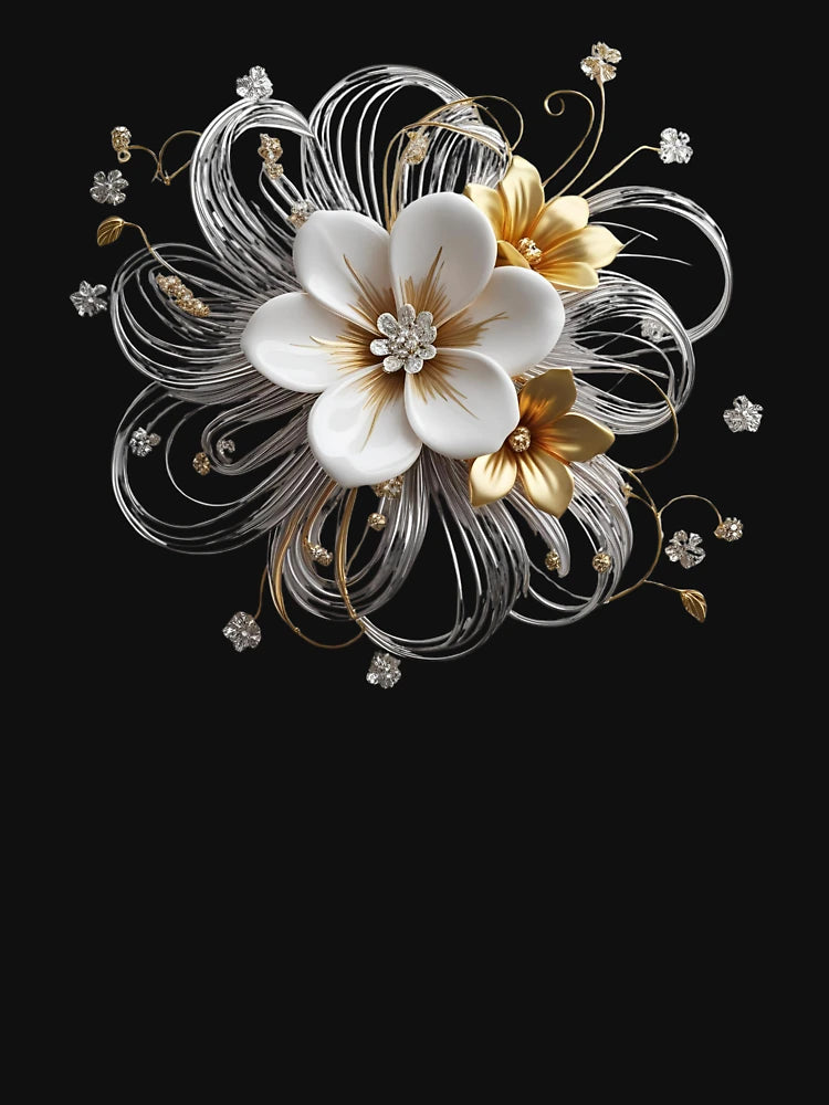 3D white and gold flower