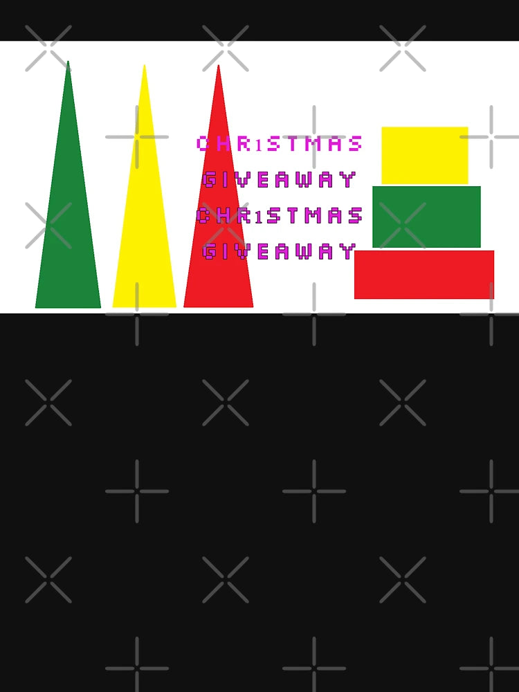 Abstract christmas giveaway gift boxes and trees in red,yellow and green colours in geometric style