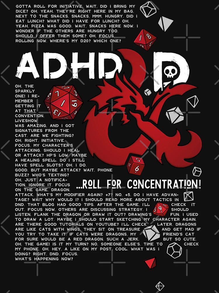 ADHD&D | Roll for concentration | DnD (for black)