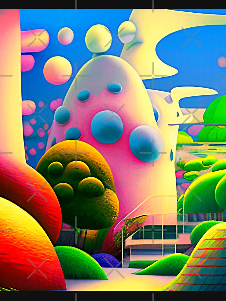 Abstract 3D art. Colorful magical landscape