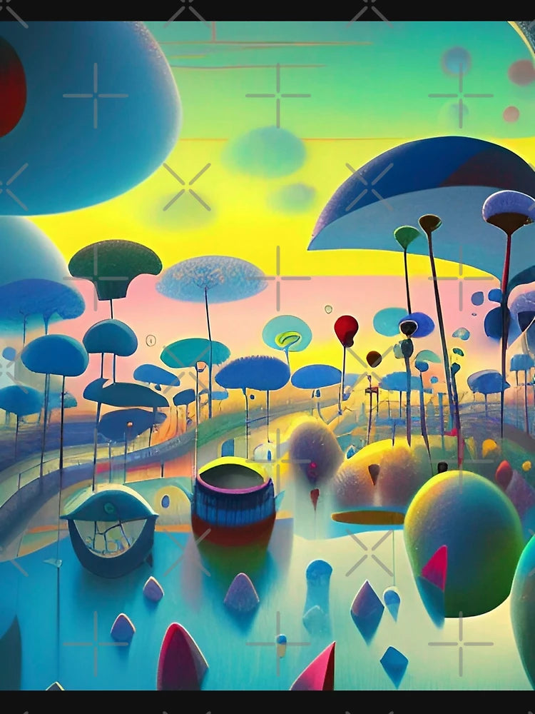 Abstract 3D art. Colorful magical landscape