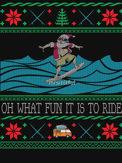 Funny Christmas Surfing Santa Hawaiian Ugly Christmas