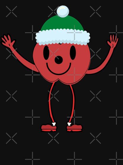 Funny Apple in a Christmas hat