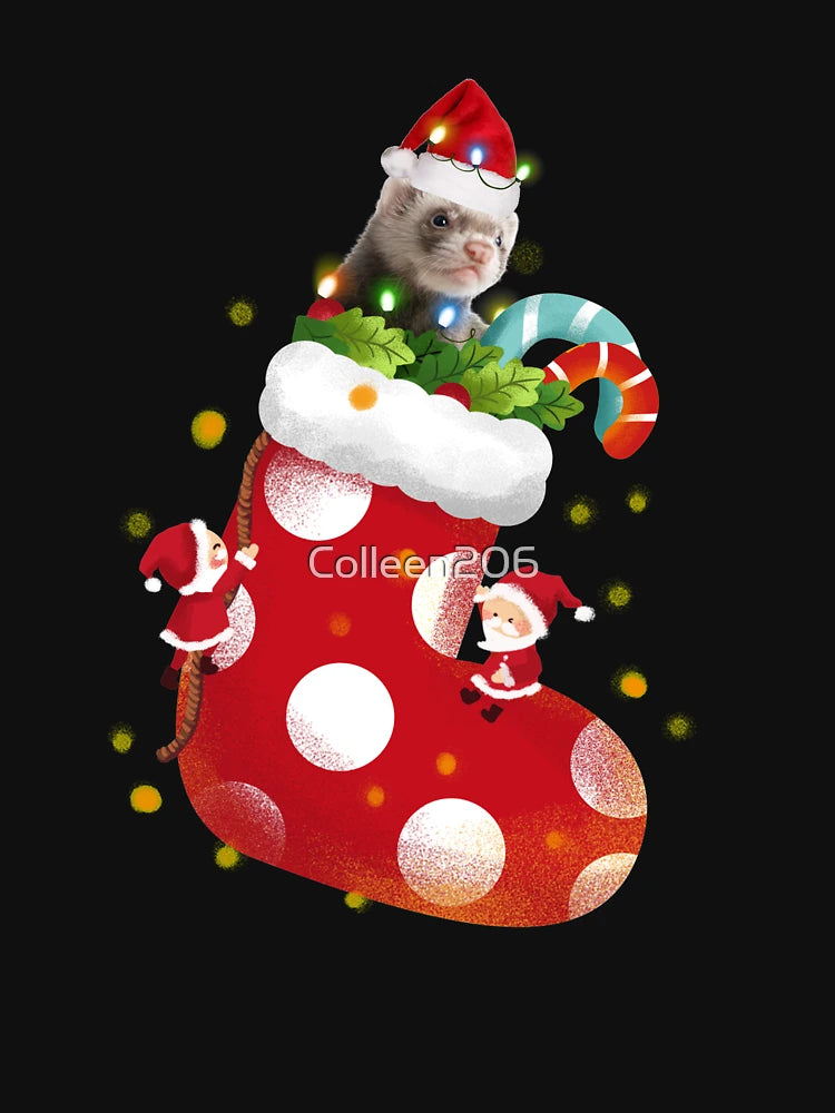 Ferret With Hat Christmas Socking