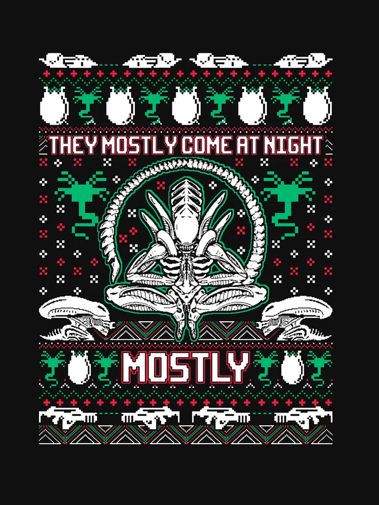 Aliens Ugly Christmas Sweater They Mostly Come At Night