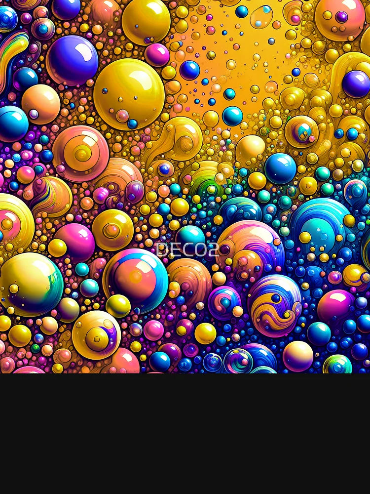 3D-Style Fantasy Neon-Colored Marbled Bubbles Abstract Designs