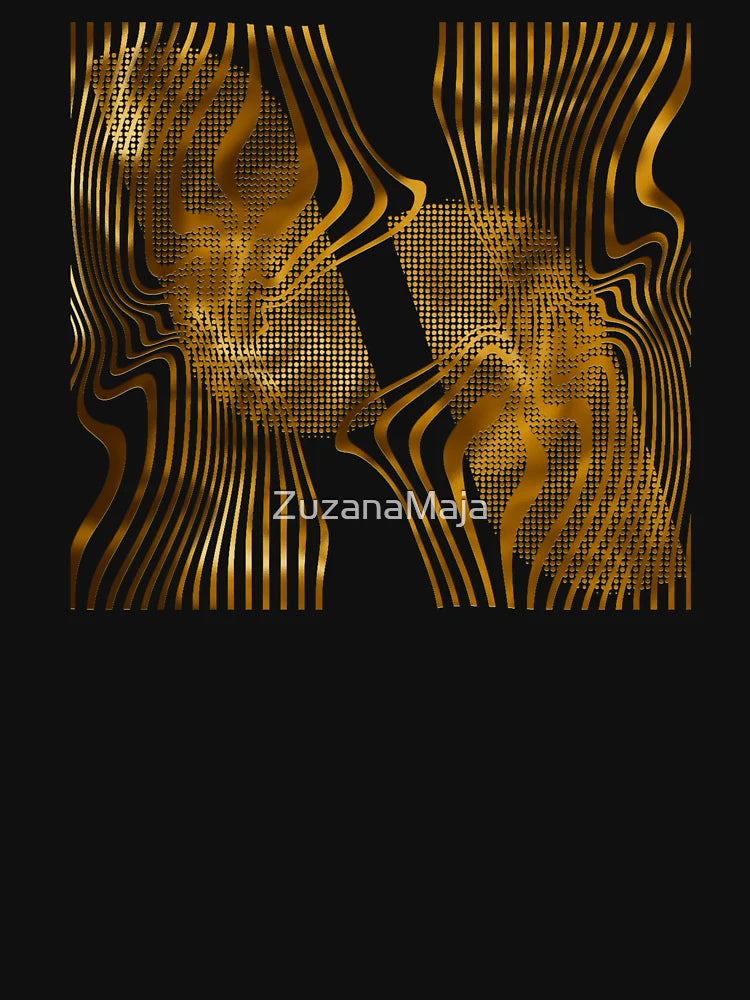 Golden Abstract Striped Print