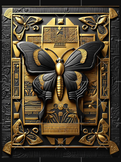Egyptian Black & Gold 3D Decorative Butterfly Panel Art