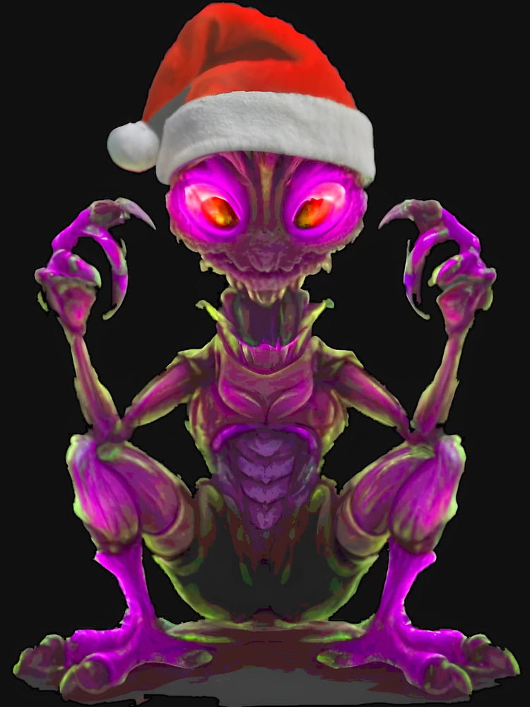 Alien wearing a Santa hat