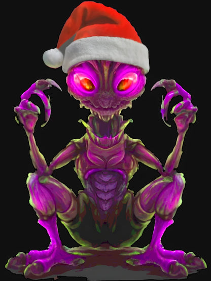Alien wearing a Santa hat