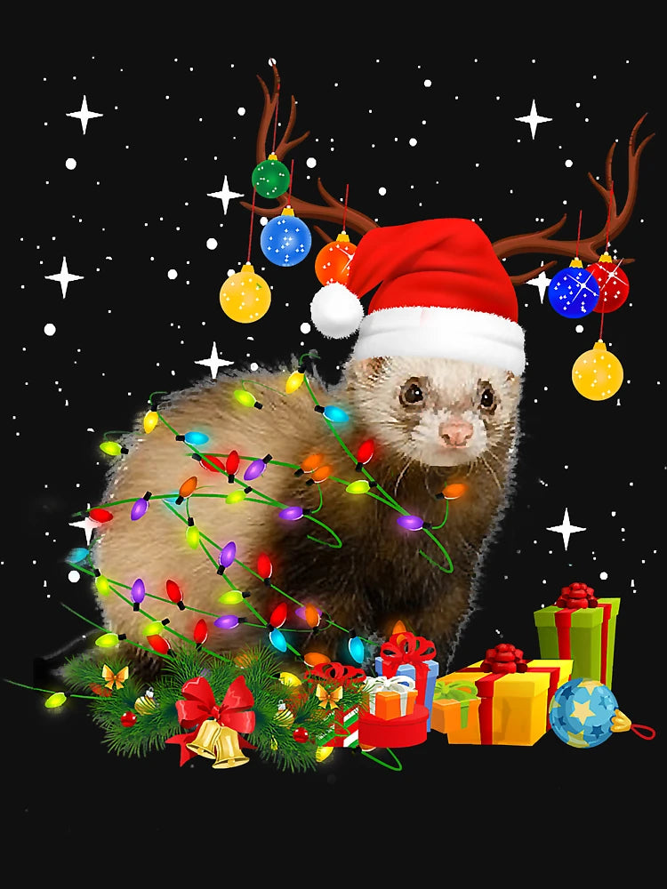 Ferret Reindeer Christmas Light shirt T-Shirt