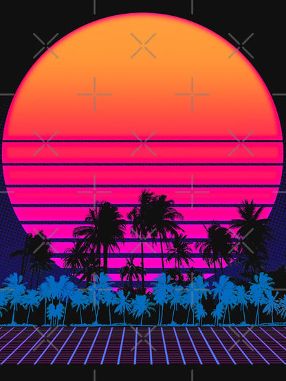 80s Vaporwave Retro Palm trees Sunset