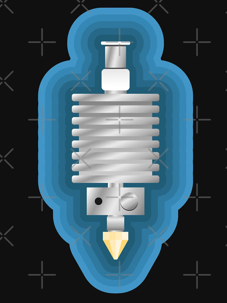 3D Printer Hot End Extruder with colorful border