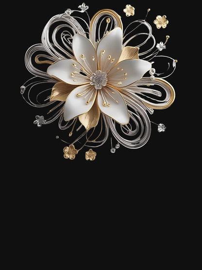 3D bursting white and gold flower