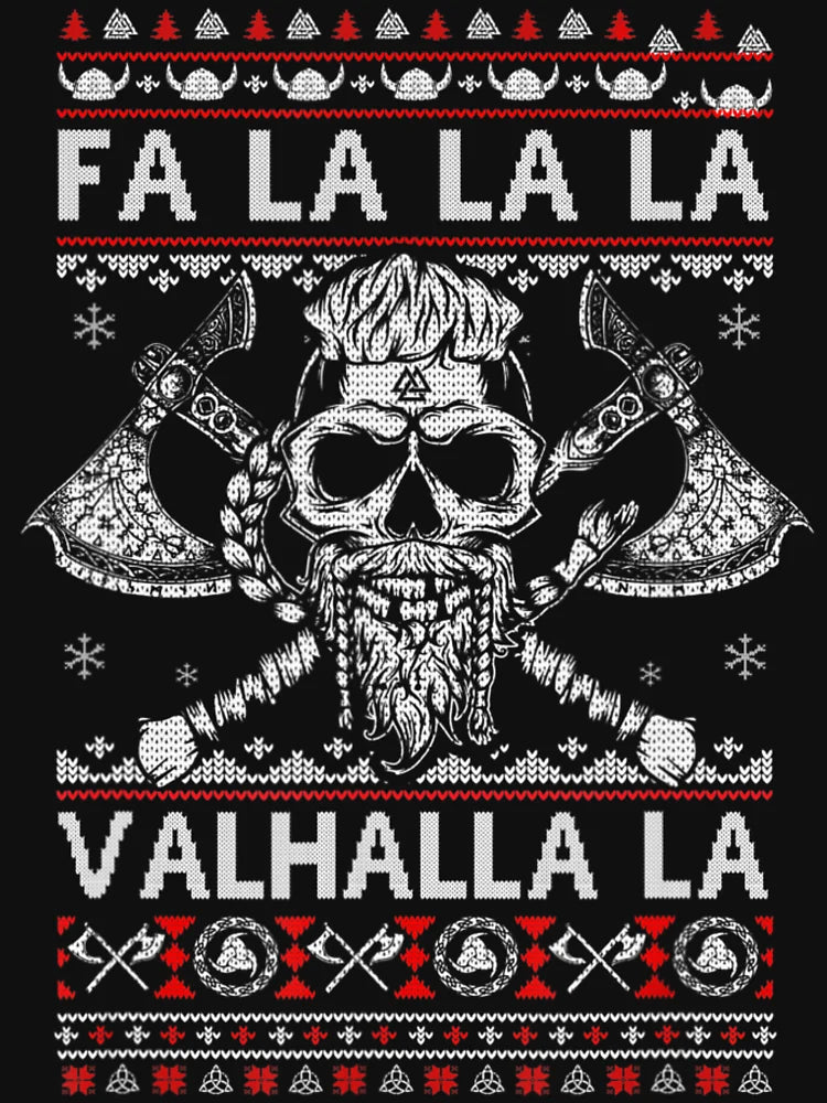 Fa La La Valhalla Viking Skull Christmas Ugly
