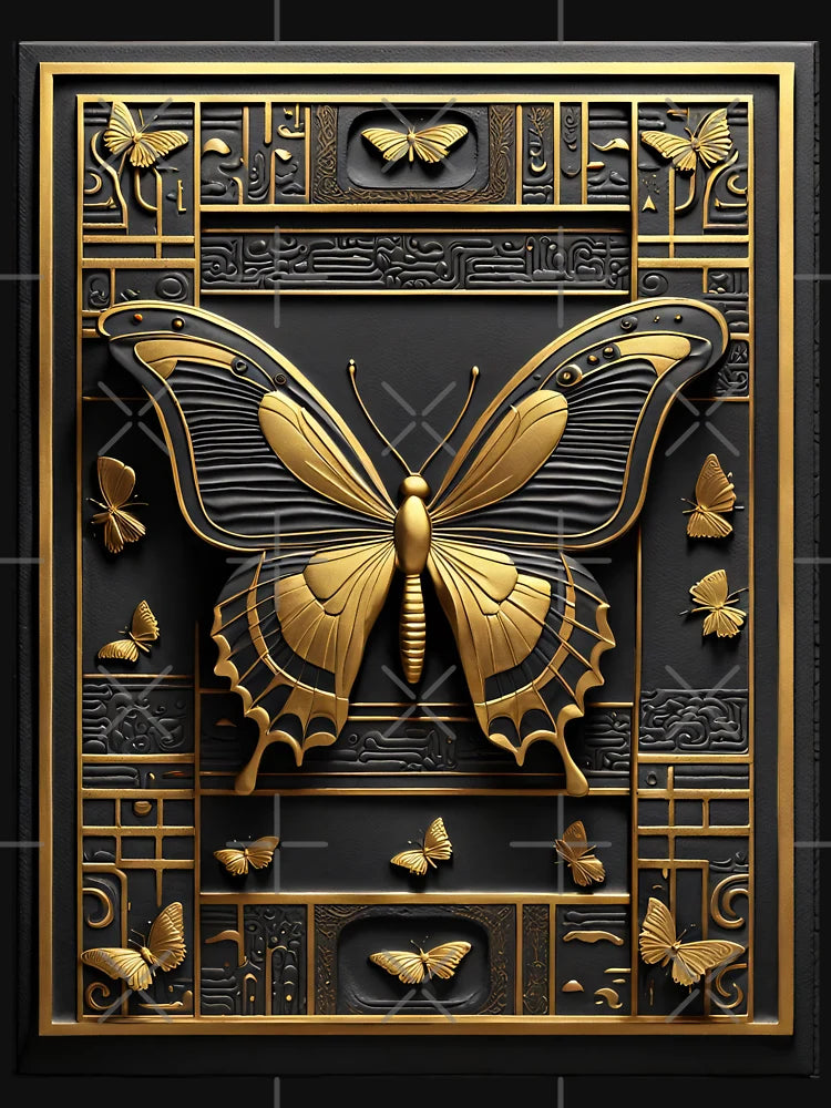 Egyptian Black & Gold 3D Decorative Butterfly Panel Art