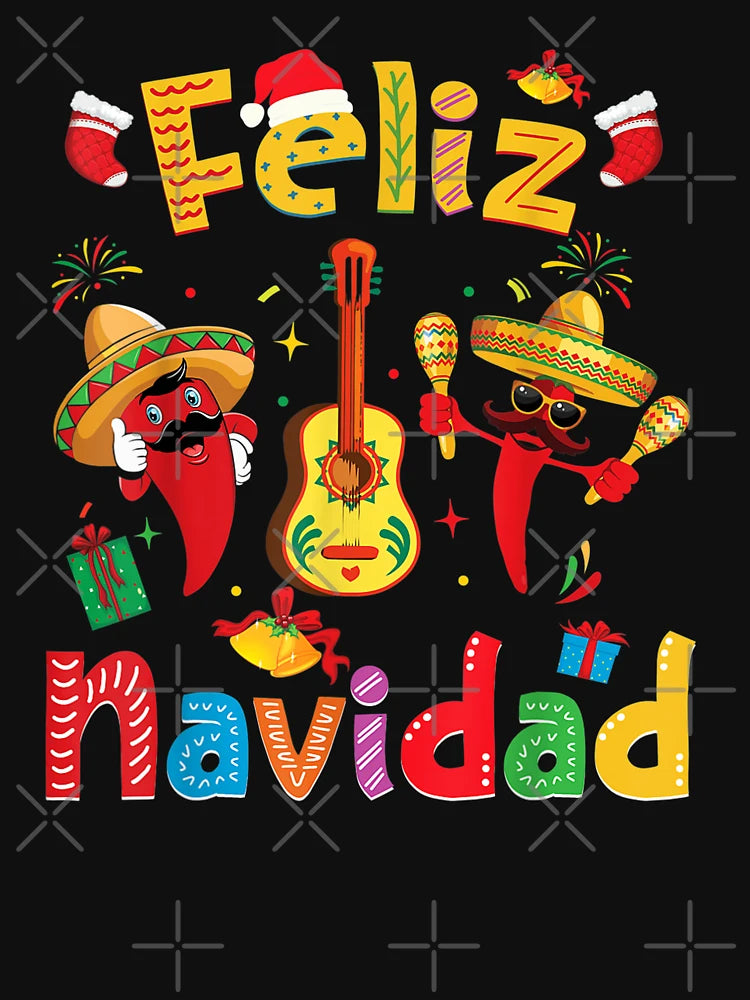 Feliz Navidad Mexican Fiesta Hot Pepper Guitar