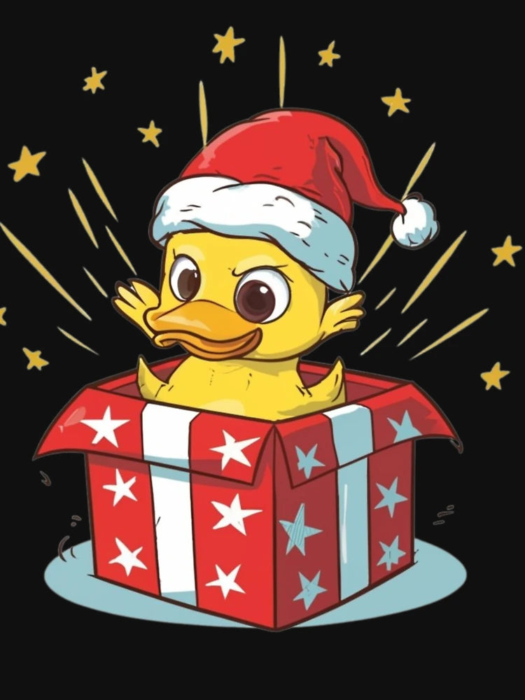 Duck with santa hat christmas gift suprise
