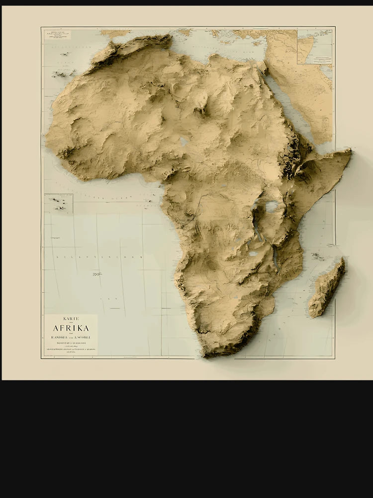1884 Africa Relief Map 3D Digitally-Rendered