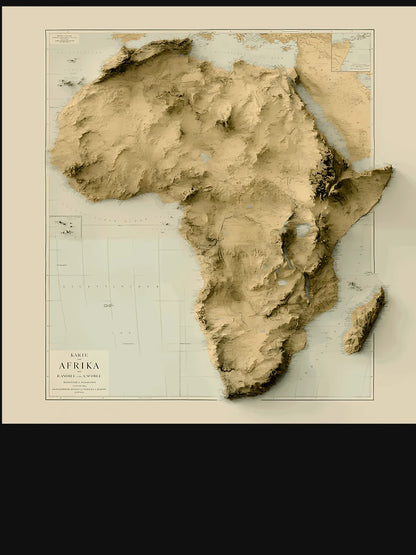 1884 Africa Relief Map 3D Digitally-Rendered