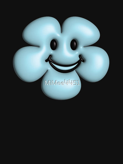 3d blue flower smiley face, cute small blue flowers.