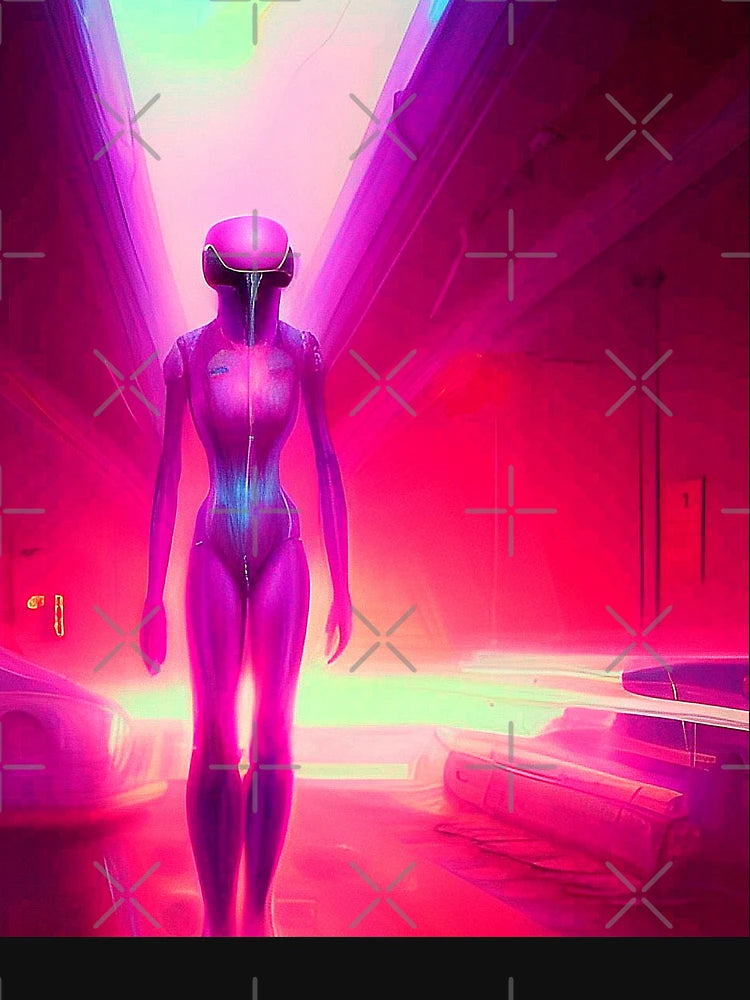 Alien 3D art. Fantasy neon style space