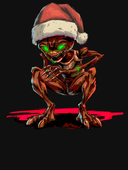 Alien wearing a Santa hat