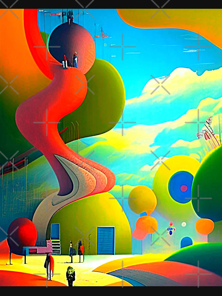 Abstract 3D art. Colorful magical landscape