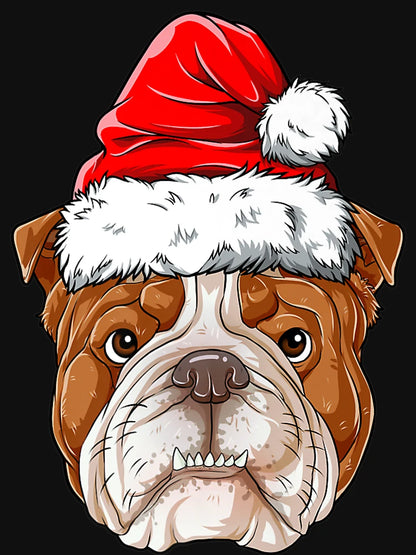English Bulldog Christmas Dog Santa Hat Xmas