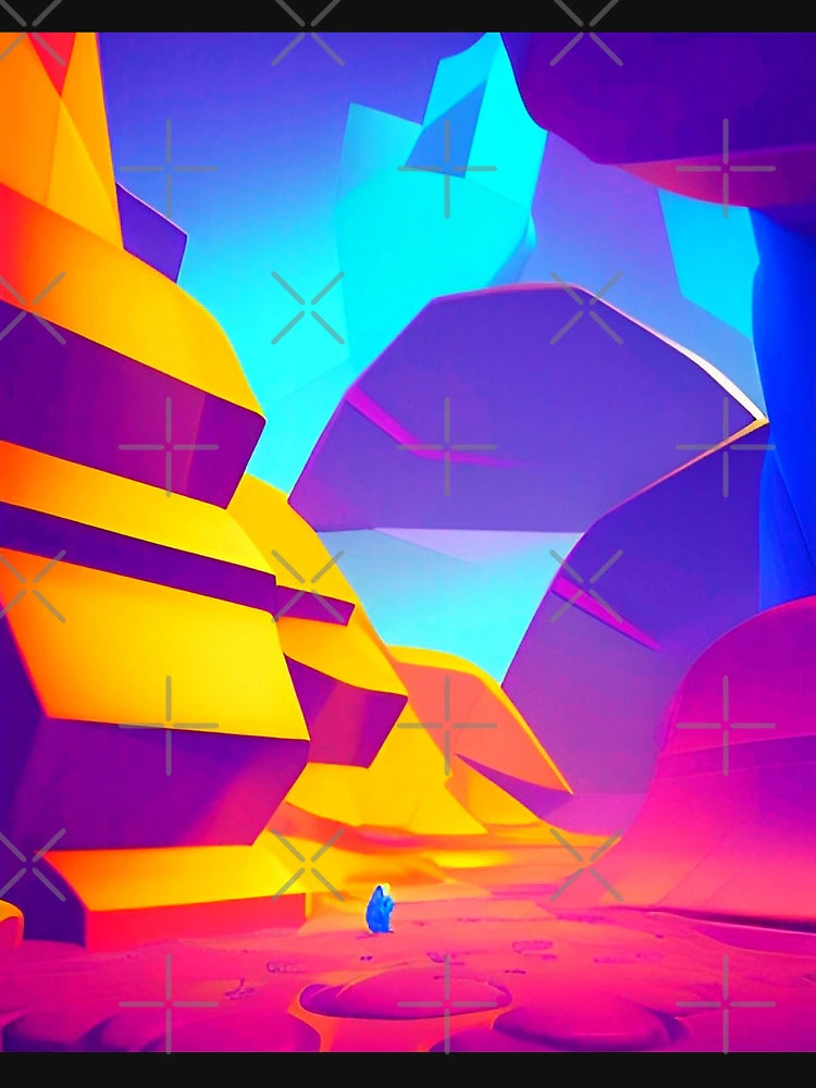 Abstract 3D art. Colorful magical landscape