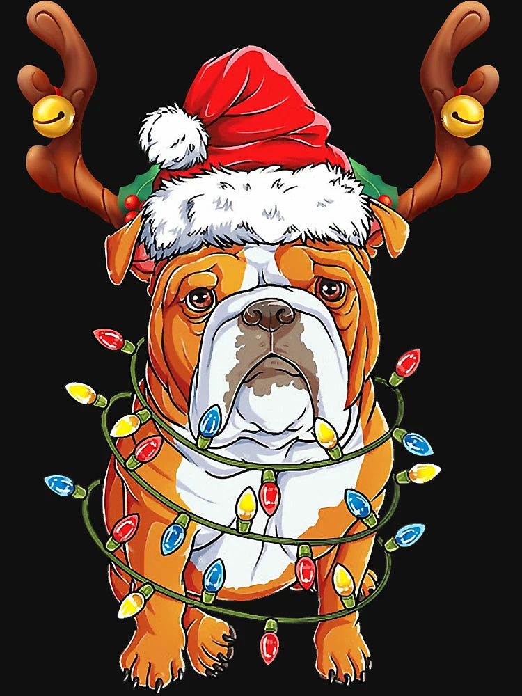 English Bulldog Reindeer Funny Christmas